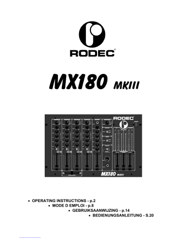 Rodec MX180 MKIII Operating Instructions Manual | Manualzz