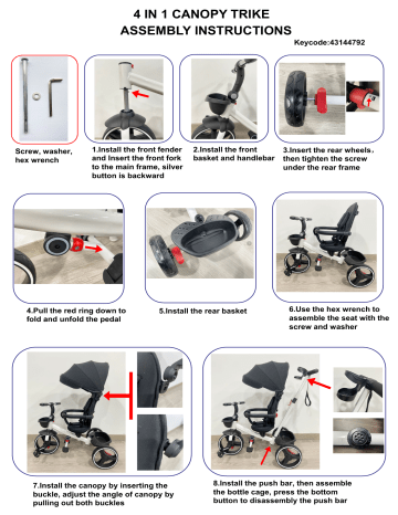 Kmart 43144792 4 in 1 Canopy Trike Instruction Manual | Manualzz