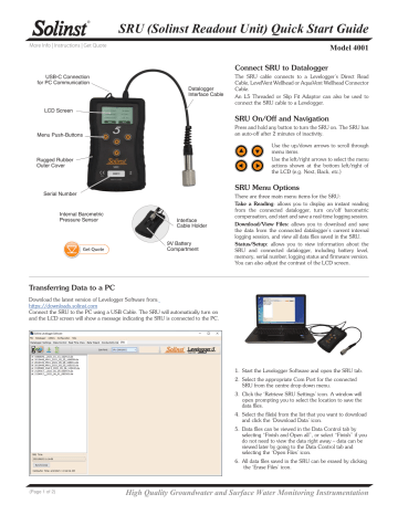 Solinst 4001 Readout Unit User Guide | Manualzz