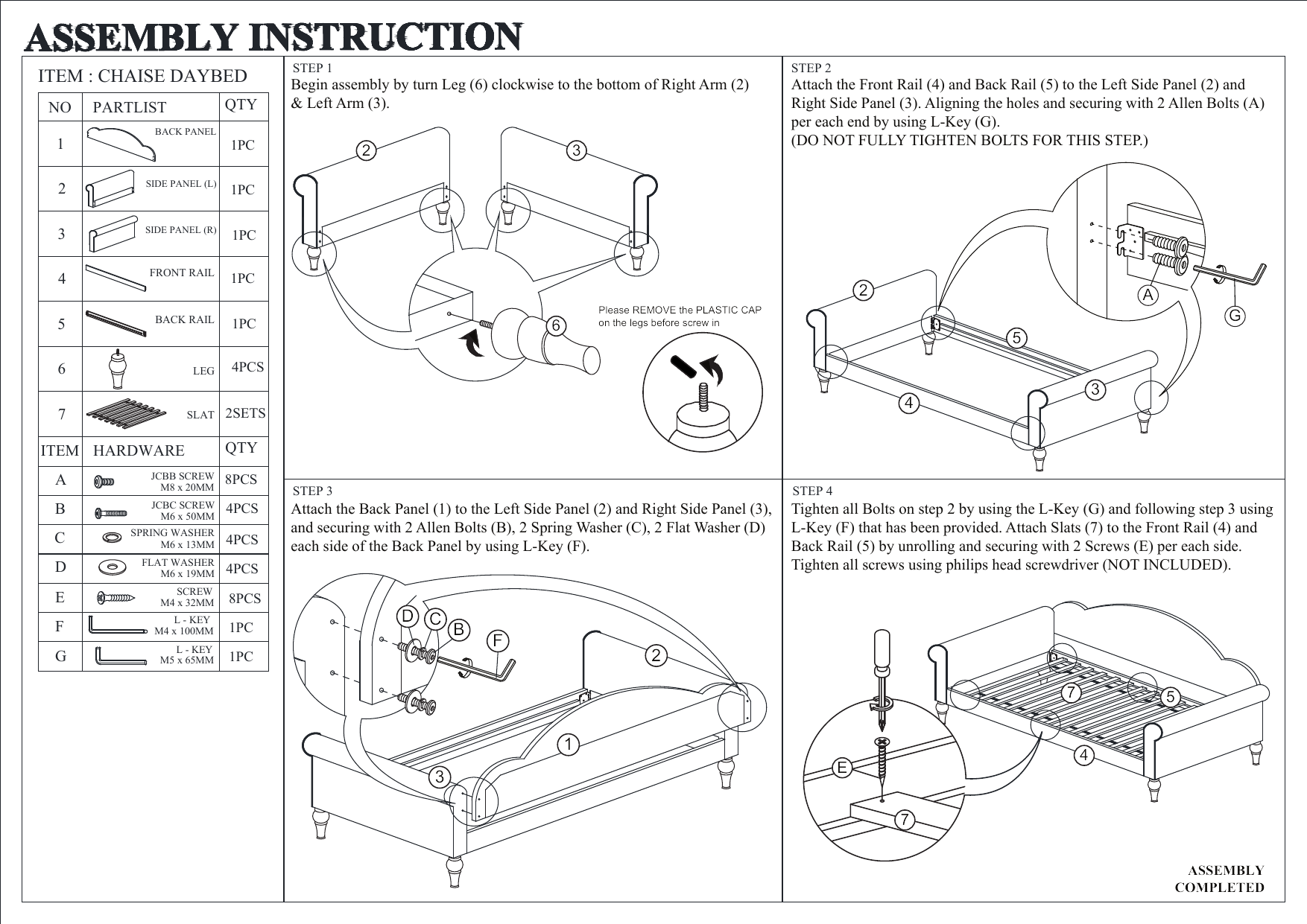 Baxton Studio Chaise Fog Daybed Twin Assembly Instructions Manualzz