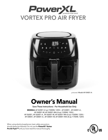 PowerXL AF-E2001 Vortex Pro Air Fryer Instruction | Manualzz