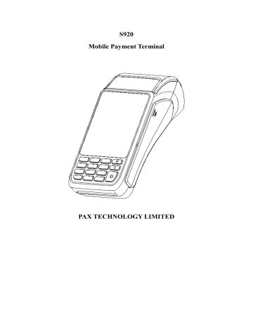 Pax S920 Mobile Payment Terminal Instruction manual | Manualzz