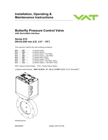 VAT 61236-PAAQ 612 Butterfly Valve Control Owner's Manual | Manualzz