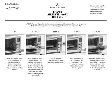 Emeril Lagasse S.AFO-004 Power AirFryer 360XL Deluxe™ Quick Start Guide