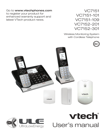 Arm/Disarm the sensor alert system. VTech VC7151-109, VC7152-301 ...