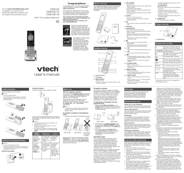 VTech CS6109 Accessory Handset User's Manual | Manualzz