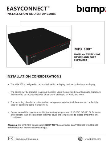 Biamp EasyConnect MPX 100 Installation & Setup Guide | Manualzz