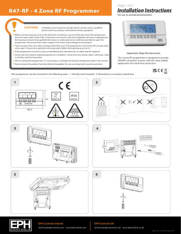 EPH Controls R47-RF Instructions for use | Manualzz