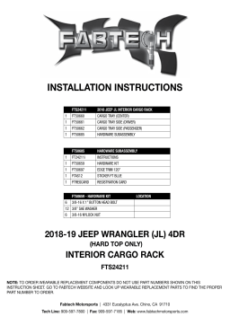 Fabtech FTS24211 Interior Cargo Rack Installation Instructions