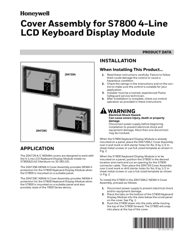 Honeywell Cover Assembly Operating instructions | Manualzz