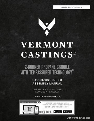 Vermont Castings Stainless Steel 3-Burner Propane Gas Steel Griddle Owner Manual | Manualzz