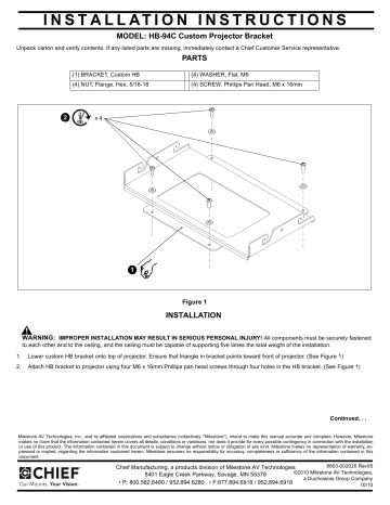 Chief VCM94C Heavy Duty Custom Ceiling Projector Mount Installation Manual | Manualzz