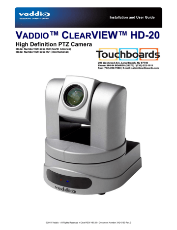 vaddio 999-6950-000 ClearVIEW HD-20 PTZ Camera User guide Manualzz