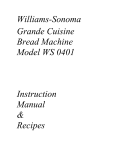 Williams-Sonoma Grande Cuisine WS 0401 Bread Machine Manual