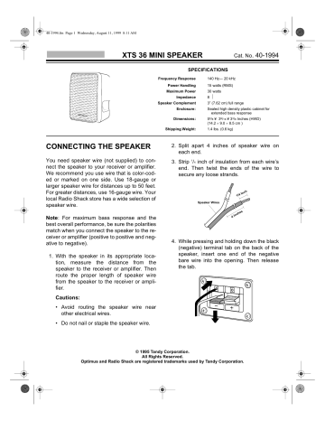 Radio Shack XTS 36 40-1994 User Manual | Manualzz