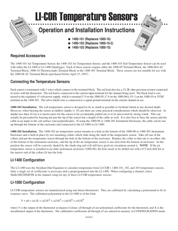 LI-COR 1400-101 Air Temperature Sensor - Operation And Installation ...