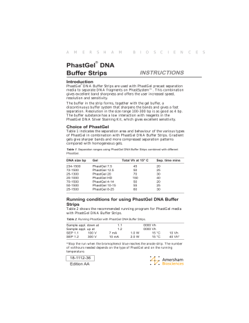 cytiva PhastGel DNA Buffer Strips Instructions for use | Manualzz