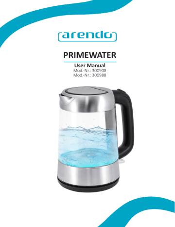 Arendo 300988 manual for prime water water kettle Owner's Manual | Manualzz