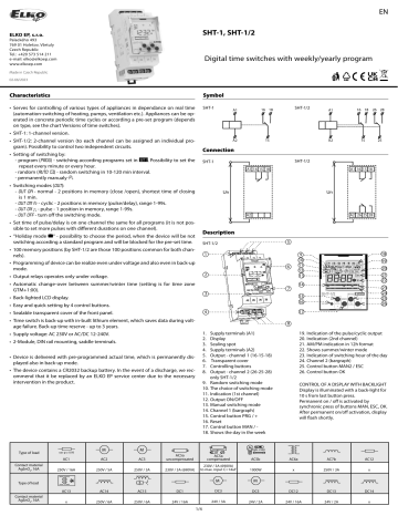 ELKO ep SHT-1 Digital Time Switches Instruction manual | Manualzz