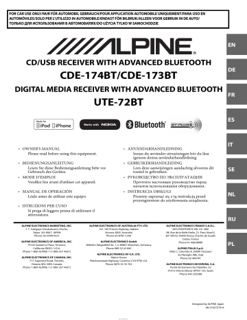 Alpine CDE-174BT CD USB Receiver Owner's Manual | Manualzz