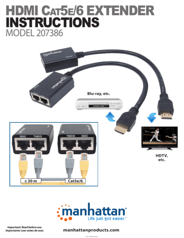 Manhattan 207386 HDMI Cat5e 6 Extender Instructions | Manualzz