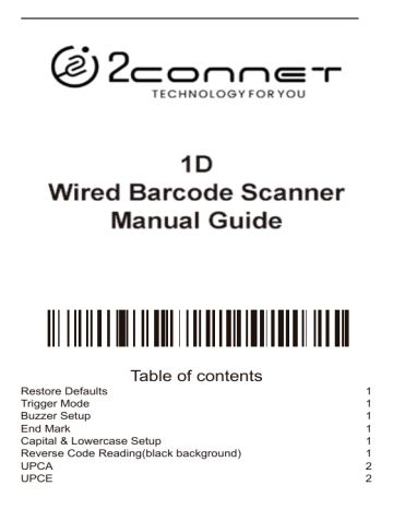 2connet 2C-SC11-1D 1D Wired Barcode Scanner User Guide | Manualzz