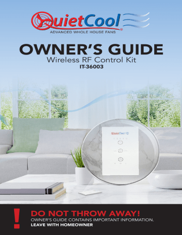 Quiet Cool IT-36003 Wireless RF Control Kit Owner's Manual | Manualzz