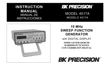 BK Precision 4017A 10 MHz Sweep Function Generator Manual | Manualzz