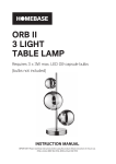 Homebase Orb II 3 Light Table Lamp Manual