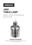 Homebase Jinx Table Lamp Product Manual