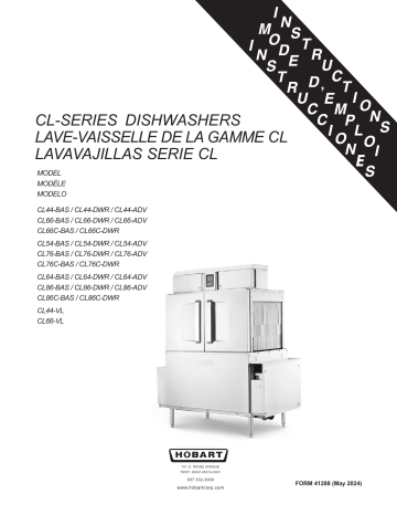 Hobart CL Series Dishwashers Instruction Manual | Manualzz