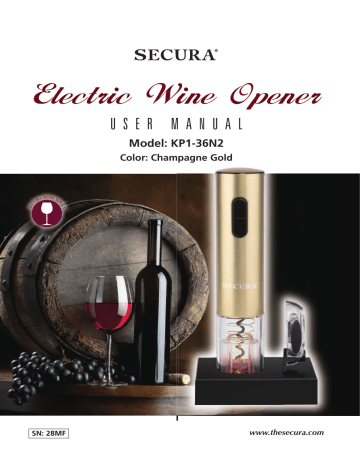 Secura KP1-36N2 Electric Wine Opener User Manual | Manualzz