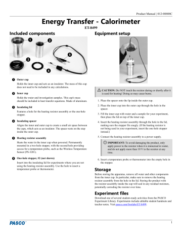 PASCO ET-8499 Calorimeter Manual - Download & Read | Manualzz